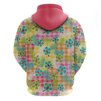 Hawaiian Palaka Hoodie Hibiscus Palm Leaf Pattern - Polynesian Pride