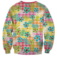 Hawaiian Palaka Sweatshirt Hibiscus Palm Leaf Pattern - Polynesian Pride