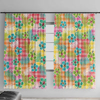 Hawaiian Palaka Window Curtain Hibiscus Palm Leaf Pattern - Polynesian Pride