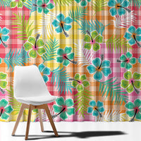 Hawaiian Palaka Window Curtain Hibiscus Palm Leaf Pattern - Polynesian Pride