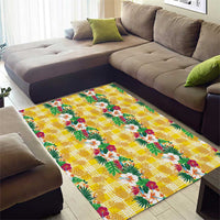 Hawaiian Palaka Area Rug Hibiscus Pineapple Lei - Polynesian Pride