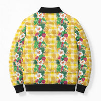 Hawaiian Palaka Bomber Puffer Jacket Hibiscus Pineapple Lei - Polynesian Pride