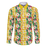 Hawaiian Palaka Family Matching Off Shoulder Maxi Dress and Hawaiian Shirt Hibiscus Pineapple Lei - Polynesian Pride