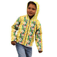 Hawaiian Palaka Kid Hoodie Hibiscus Pineapple Lei - Polynesian Pride