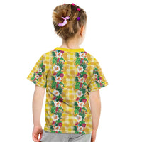 Hawaiian Palaka Kid T Shirt Hibiscus Pineapple Lei - Polynesian Pride