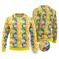 Hawaiian Palaka Ugly Christmas Sweater Hibiscus Pineapple Lei - Polynesian Pride