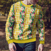 Hawaiian Palaka Ugly Christmas Sweater Hibiscus Pineapple Lei - Polynesian Pride