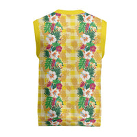 Hawaiian Palaka Christmas Knitted V-Neck Vest Hibiscus Pineapple Lei - Polynesian Pride