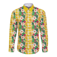 Hawaiian Palaka Long Sleeve Button Shirt Hibiscus Pineapple Lei - Polynesian Pride