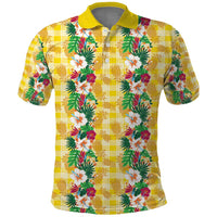 Hawaiian Palaka Polo Shirt Hibiscus Pineapple Lei - Polynesian Pride