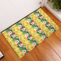 Hawaiian Palaka Rubber Doormat Hibiscus Pineapple Lei - Polynesian Pride