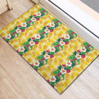 Hawaiian Palaka Rubber Doormat Hibiscus Pineapple Lei - Polynesian Pride