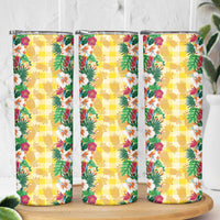 Hawaiian Palaka Skinny Tumbler Hibiscus Pineapple Lei - Polynesian Pride