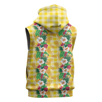 Hawaiian Palaka Sleeveless Hoodie Hibiscus Pineapple Lei - Polynesian Pride