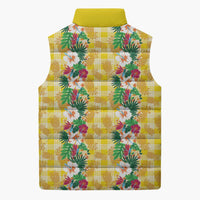 Hawaiian Palaka Sleeveless Puffer Jacket Hibiscus Pineapple Lei - Polynesian Pride