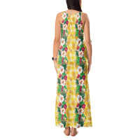 Hawaiian Palaka Tank Maxi Dress Hibiscus Pineapple Lei - Polynesian Pride