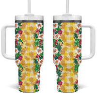 Hawaiian Palaka Tumbler With Handle Hibiscus Pineapple Lei - Polynesian Pride
