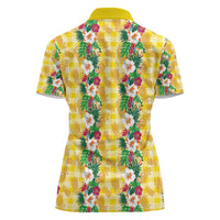 Hawaiian Palaka Women Polo Shirt Hibiscus Pineapple Lei - Polynesian Pride