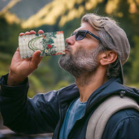 Brown Hawaiian Palaka 4 in 1 Can Cooler Tumbler Kukui Nut Money Lei - Polynesian Pride