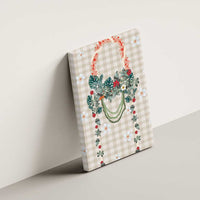 Brown Hawaiian Palaka Canvas Wall Art Kukui Nut Money Lei - Polynesian Pride