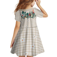 Brown Hawaiian Palaka Kid Short Sleeve Dress Kukui Nut Money Lei - Polynesian Pride