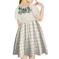 Brown Hawaiian Palaka Kid Short Sleeve Dress Kukui Nut Money Lei - Polynesian Pride