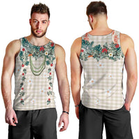 Brown Hawaiian Palaka Men Tank Top Kukui Nut Money Lei LT9 - Polynesian Pride