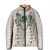 Brown Hawaiian Palaka Padded Jacket Kukui Nut Money Lei - Polynesian Pride