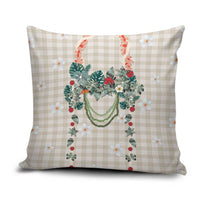 Brown Hawaiian Palaka Pillow Cover Kukui Nut Money Lei - Polynesian Pride