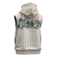 Brown Hawaiian Palaka Sleeveless Hoodie Kukui Nut Money Lei - Polynesian Pride