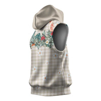 Brown Hawaiian Palaka Sleeveless Hoodie Kukui Nut Money Lei - Polynesian Pride