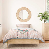 Peach Hawaiian Palaka Bedding Set Kukui Nut Money Lei - Polynesian Pride