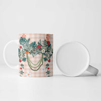 Peach Hawaiian Palaka Ceramic Mug Kukui Nut Money Lei LT9 - Polynesian Pride