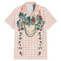 Peach Hawaiian Palaka Family Matching Mermaid Dress and Hawaiian Shirt Kukui Nut Money Lei - Polynesian Pride