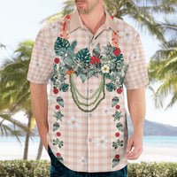 Peach Hawaiian Palaka Hawaiian Shirt Kukui Nut Money Lei - Polynesian Pride