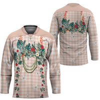 Peach Hawaiian Palaka Hockey Jersey Kukui Nut Money Lei LT9 - Polynesian Pride