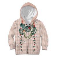 Peach Hawaiian Palaka Kid Hoodie Kukui Nut Money Lei - Polynesian Pride