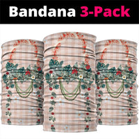 Peach Hawaiian Palaka Neck Gaiter Kukui Nut Money Lei - Polynesian Pride