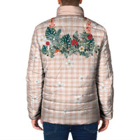 Peach Hawaiian Palaka Padded Jacket Kukui Nut Money Lei LT9 - Polynesian Pride