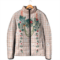 Peach Hawaiian Palaka Padded Jacket Kukui Nut Money Lei LT9 - Polynesian Pride