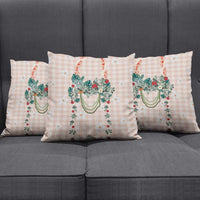 Peach Hawaiian Palaka Pillow Cover Kukui Nut Money Lei - Polynesian Pride