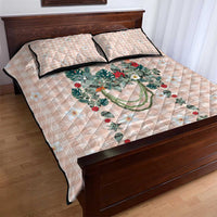 Peach Hawaiian Palaka Quilt Bed Set Kukui Nut Money Lei - Polynesian Pride