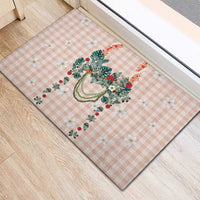 Peach Hawaiian Palaka Rubber Doormat Kukui Nut Money Lei LT9 - Polynesian Pride