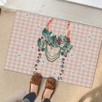 Peach Hawaiian Palaka Rubber Doormat Kukui Nut Money Lei LT9 - Polynesian Pride