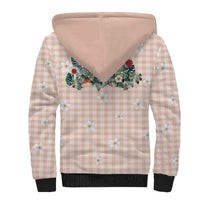 Peach Hawaiian Palaka Sherpa Hoodie Kukui Nut Money Lei - Polynesian Pride