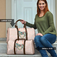 Peach Hawaiian Palaka Travel Bag Kukui Nut Money Lei - Polynesian Pride