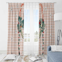 Peach Hawaiian Palaka Window Curtain Kukui Nut Money Lei - Polynesian Pride