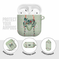 Sage Green Hawaiian Palaka AirPods Case Kukui Nut Money Lei LT9 - Polynesian Pride
