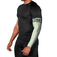 Sage Green Hawaiian Palaka Arm Sleeves Kukui Nut Money Lei - Polynesian Pride