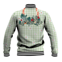 Sage Green Hawaiian Palaka Baseball Jacket Kukui Nut Money Lei LT9 - Polynesian Pride